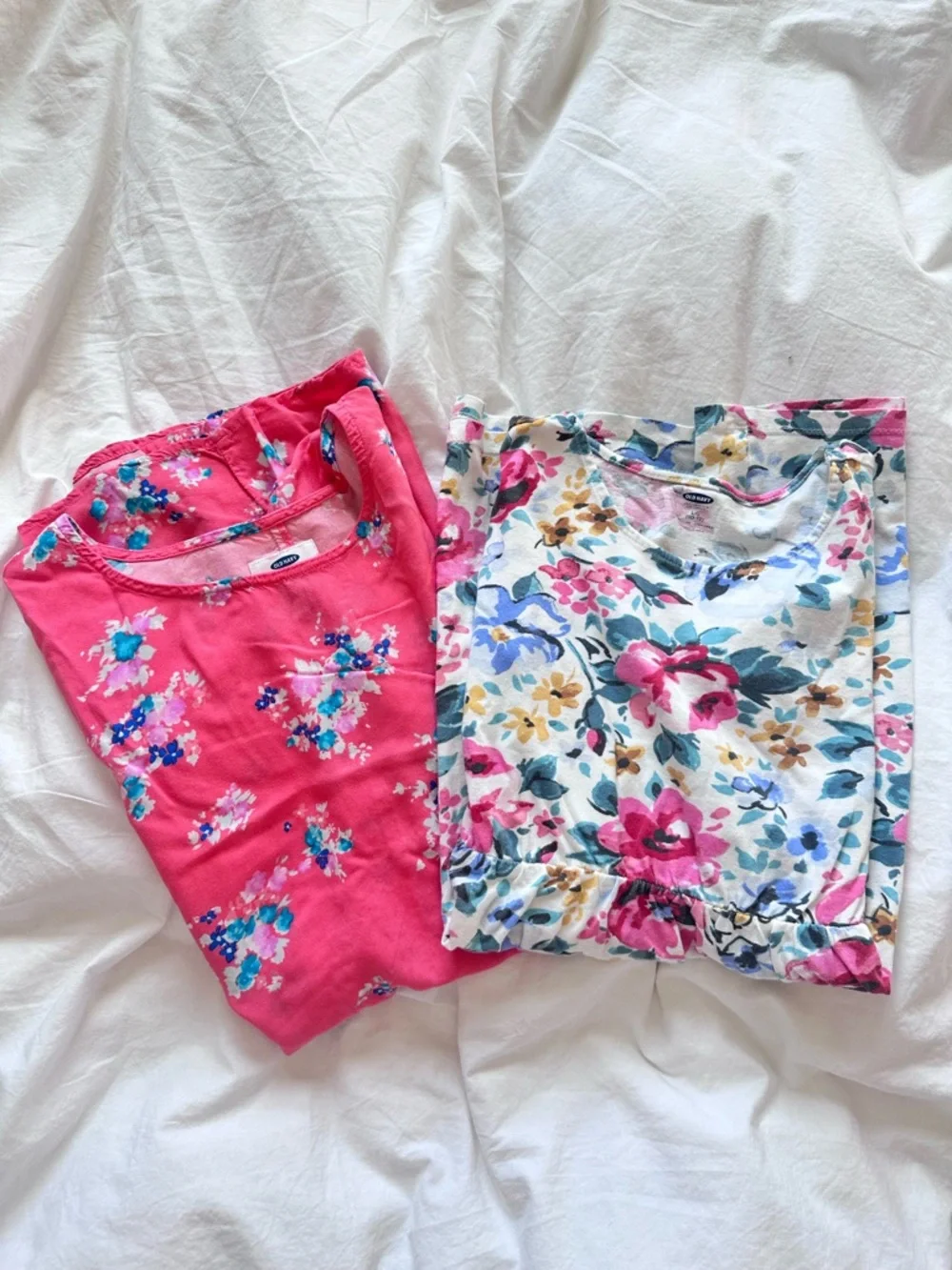 Old Navy Pink Floral Dresses with Blue and White Blooms